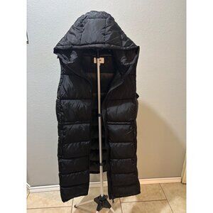 Designer DKNY Black Puffer long jacket - Size Large - NWT